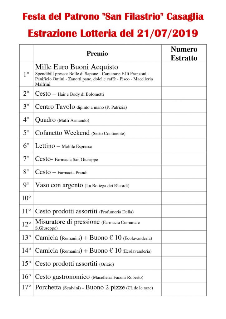 Estrazione lotteria 20191